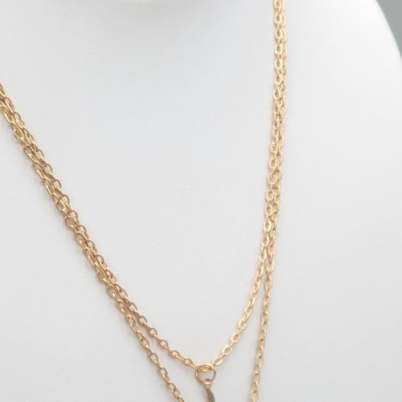 Womens Gold Tone Blue Quartz Stone Pendant Necklace Half Moon Accent 18 in - Picture 6 of 6